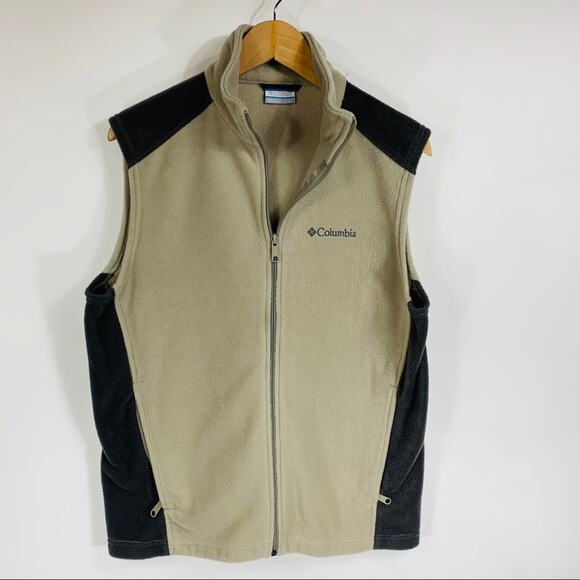 Mens Columbia Tan Grey Fleece Vest Sz Small - Picture 1 of 5